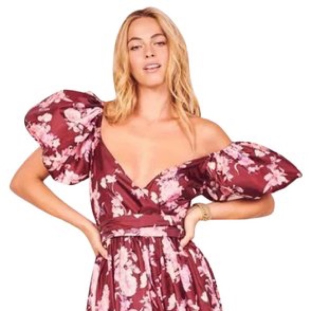 LoveShackFancy Ida Puff Sleeve Floral Maxi Dress 10